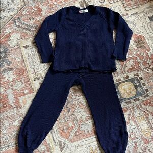 Women's Navy Knit Lounge Set